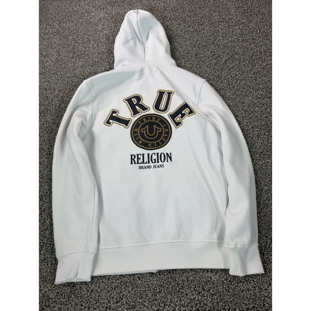 True Religion Full Zip Hoodie Size Medium White